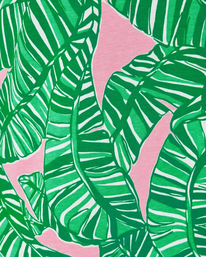 Lilly Pulitzer Hallie Short Sleeve Cotton Dress Conch Shell Pink Lets Go Bananas Women Fitted Dresses