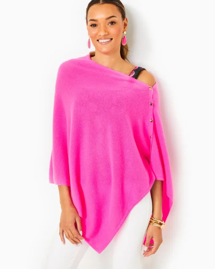 Lilly Pulitzer Harp Cashmere Wrap Cerise Pink Women Tops