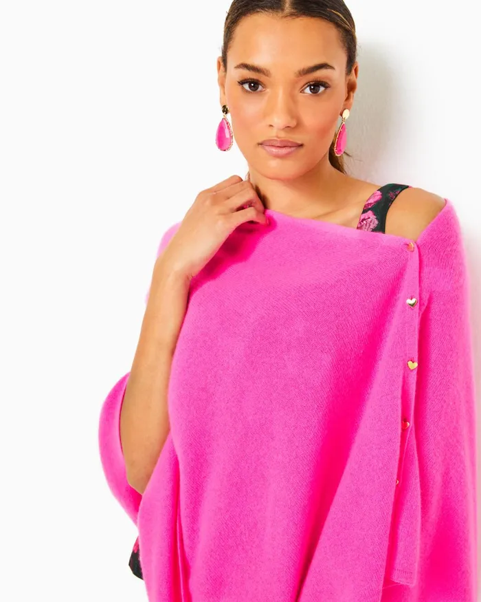 Lilly Pulitzer Harp Cashmere Wrap Cerise Pink Women Tops