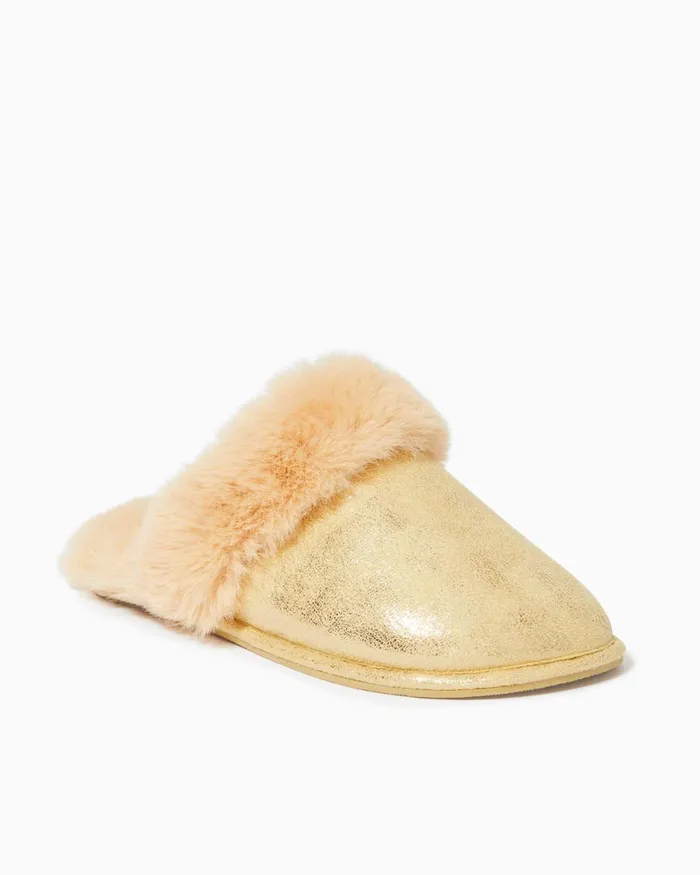 Lilly Pulitzer Harte Slipper Gold Metallic Women Loungewear