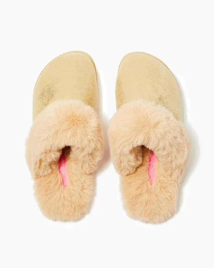 Lilly Pulitzer Harte Slipper Gold Metallic Women Loungewear