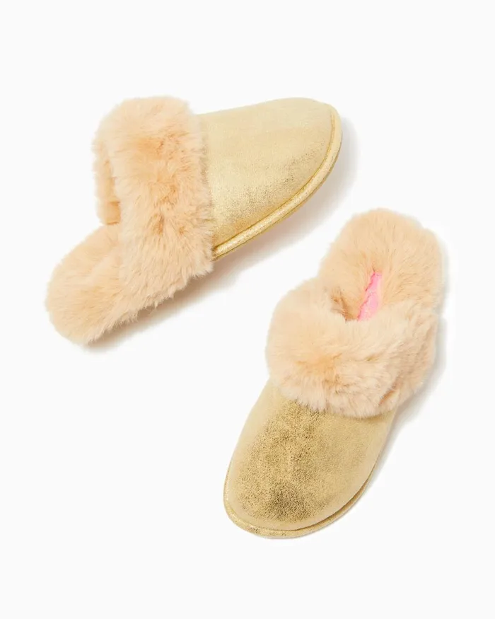 Lilly Pulitzer Harte Slipper Gold Metallic Women Loungewear