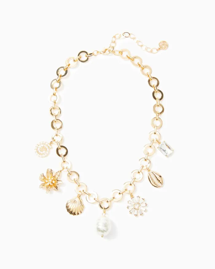 Lilly Pulitzer In The Wild Flower Necklace Gold Metallic Women Jewelry