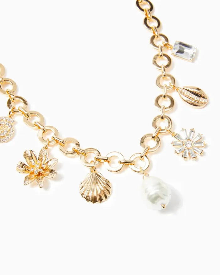 Lilly Pulitzer In The Wild Flower Necklace Gold Metallic Women Jewelry
