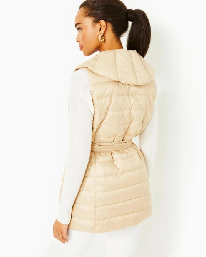 Lilly Pulitzer Islande Puffer Vest Sand Bar Women Tops
