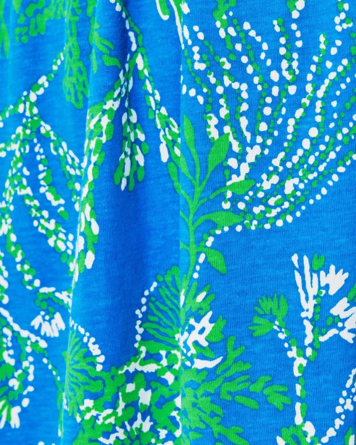 Lilly Pulitzer Jannie VNeck Cotton Dress Briny Blue A Bit Salty Women Swing Dresses
