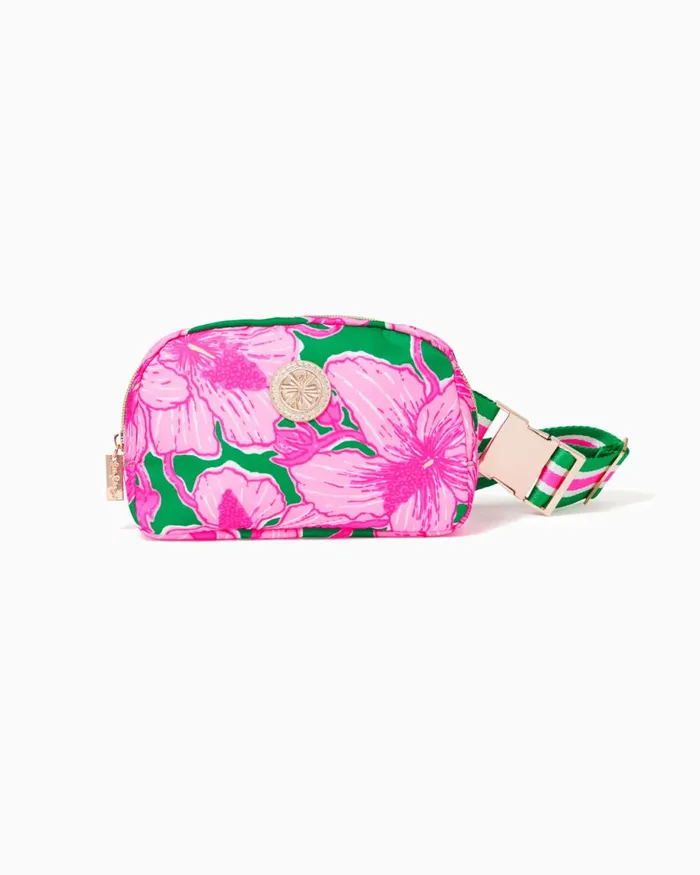 Lilly Pulitzer Jeanie Belt Bag Kelly Green Hibis Kiss Women Bags