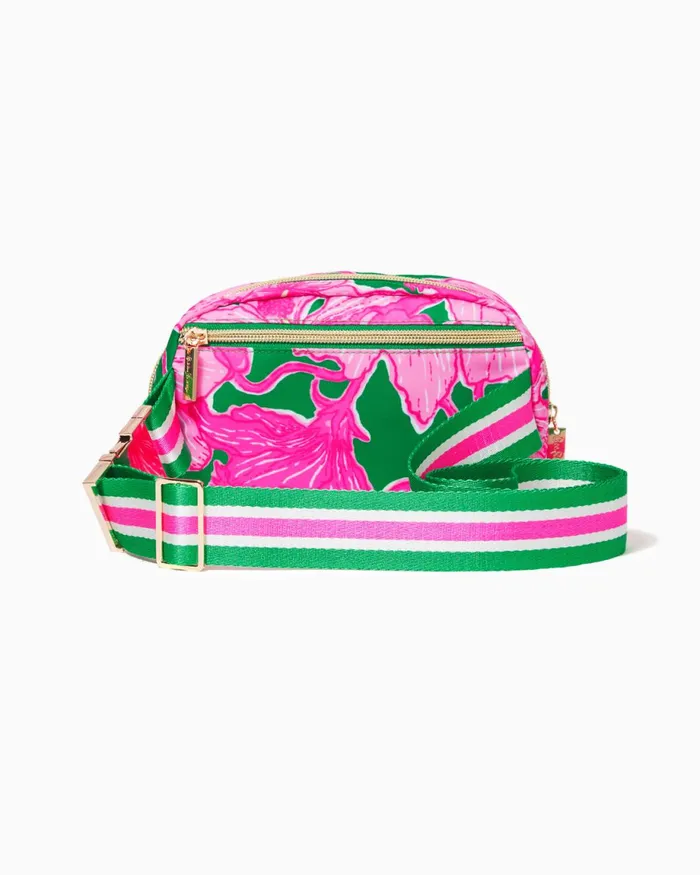 Lilly Pulitzer Jeanie Belt Bag Kelly Green Hibis Kiss Women Bags