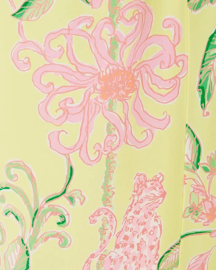 Lilly Pulitzer Jesslyn Silk Maxi Slip Dress Finch Yellow Tropical Oasis Engineered Woven Maxi Dre Women Swing Dresses