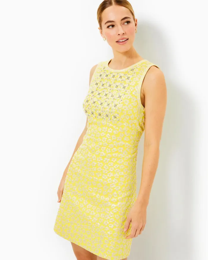 Lilly Pulitzer Karsyn Shift Dress Finch Yellow Bitsy Blossom Brocade Women Shift Dresses Lilly Pulitzer Karsyn Shift Dress Finch Yellow Bitsy Blossom Brocade Women Shift Dresses