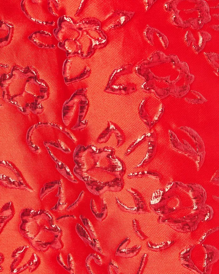 Lilly Pulitzer Kataleya Strapless Jacquard Dress Amaryllis Red Puff Floral Brocade Women Fit and Flare Dresses