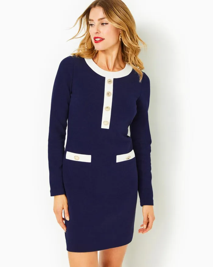 Lilly Pulitzer Kennedy Shift Dress True Navy Women Shift Dresses