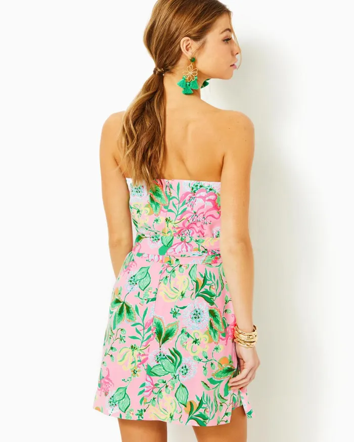 Lilly Pulitzer Kylo Strapless Skirted Romper Multi Via Amore Spritzer Women Rompers and Jumpsuits