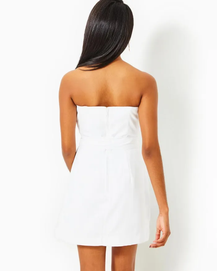 Lilly Pulitzer Kylo Strapless Skirted Romper Resort White Women Rompers and Jumpsuits