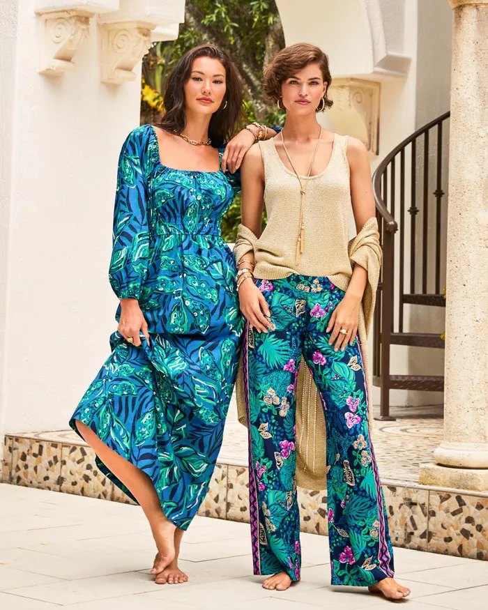 Lilly Pulitzer Lakira Cotton Maxi Dress Indigo Breeze Shady Gators Women ALineEasy Dresses