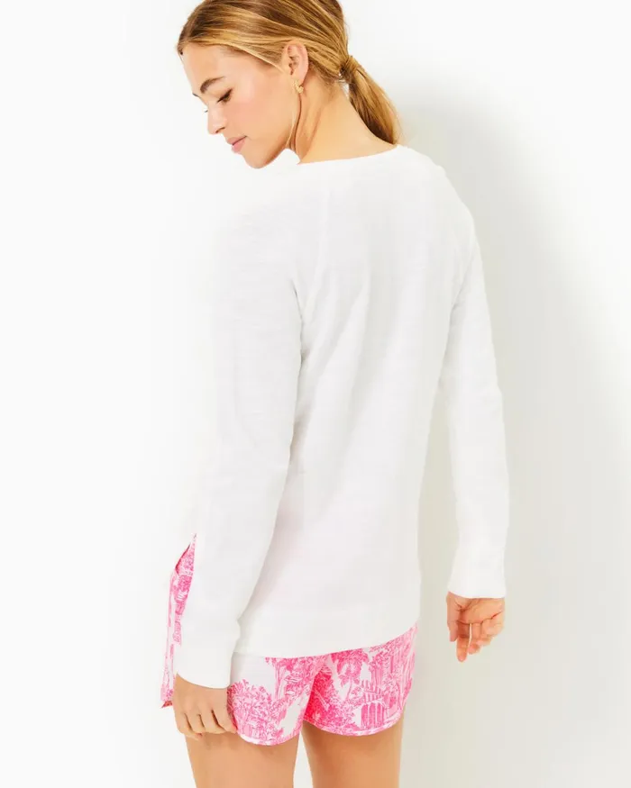 Lilly Pulitzer Leeson Cotton Sweatshirt Resort White Women Tops
