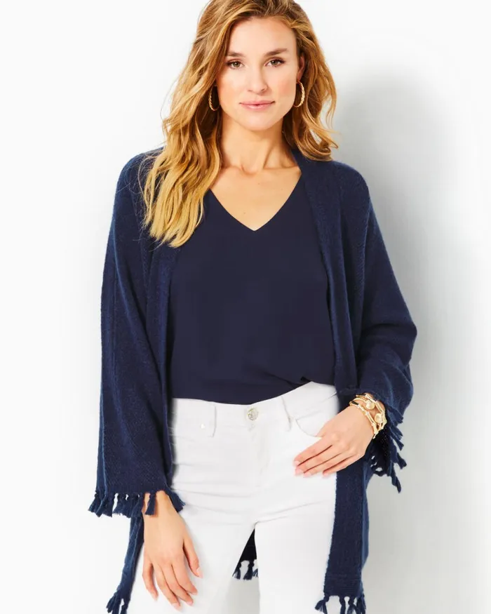 Lilly Pulitzer Lewiston Cardigan Low Tide Navy Women Tops