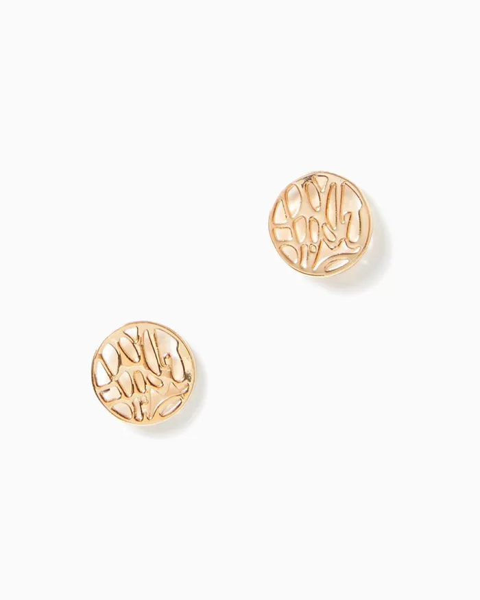 Lilly Pulitzer Lilly Logo Earrings Gold Metallic Women Jewelry