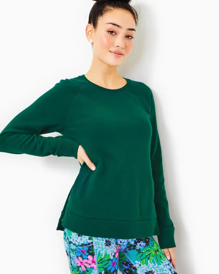 Lilly Pulitzer Luxletic Beach Comber Pullover Evergreen Women Tops