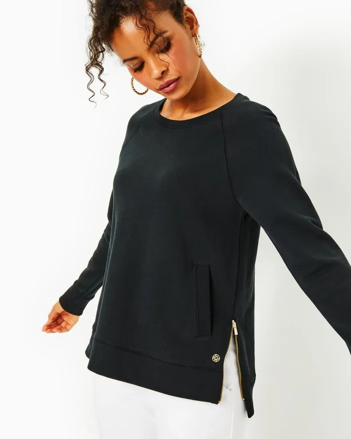 Lilly Pulitzer Luxletic Beach Comber Pullover Onyx Women Tops