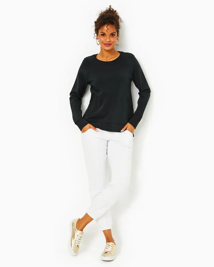 Lilly Pulitzer Luxletic Beach Comber Pullover Onyx Women Tops