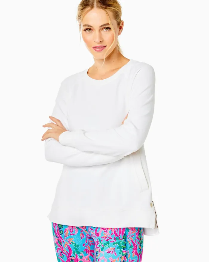 Lilly Pulitzer Luxletic Beach Comber Pullover Resort White Women Tops