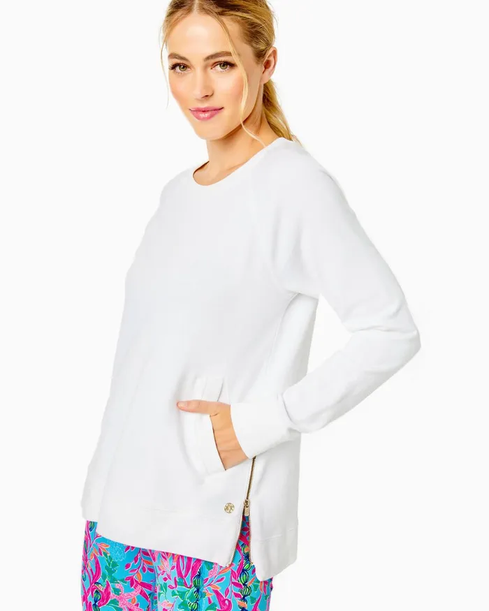 Lilly Pulitzer Luxletic Beach Comber Pullover Resort White Women Tops