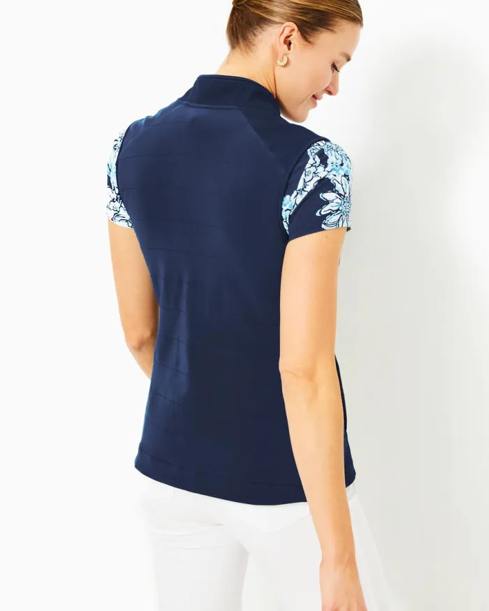 Lilly Pulitzer Luxletic Kimberline Hybrid Vest Low Tide Navy Women Tops