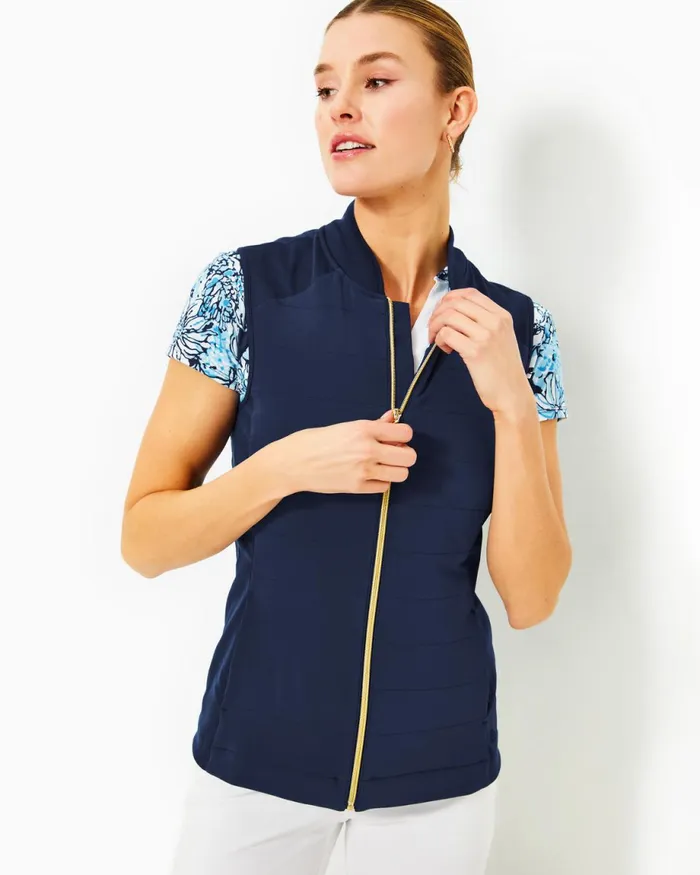 Lilly Pulitzer Luxletic Kimberline Hybrid Vest Low Tide Navy Women Tops