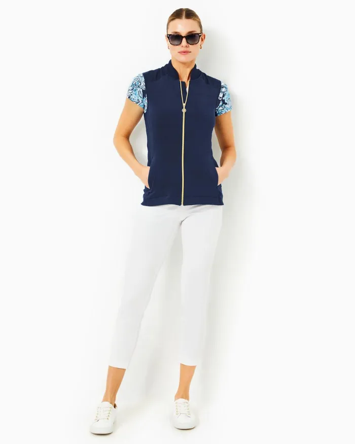 Lilly Pulitzer Luxletic Kimberline Hybrid Vest Low Tide Navy Women Tops