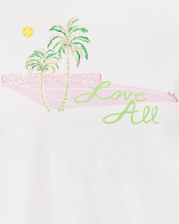 Lilly Pulitzer Luxletic Rally Cotton Tee Resort White Love All Graphic Women Tops