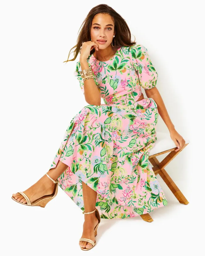 Lilly Pulitzer Lyssa Cotton Midi Dress Multi Via Amore Spritzer Women Fit and Flare Dresses Lilly Pulitzer Lyssa Cotton Midi Dress Multi Via Amore Spritzer Women Fit and Flare Dresses