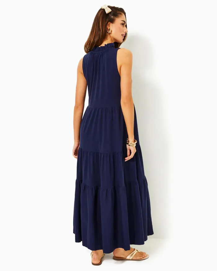 Lilly Pulitzer Malone Cotton Maxi Dress True Navy Women Swing Dresses