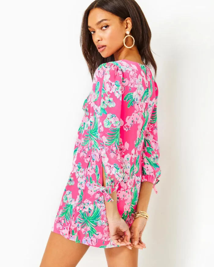 Lilly Pulitzer Maude Long Sleeve Romper Roxie Pink Worth A Look Women Rompers and Jumpsuits