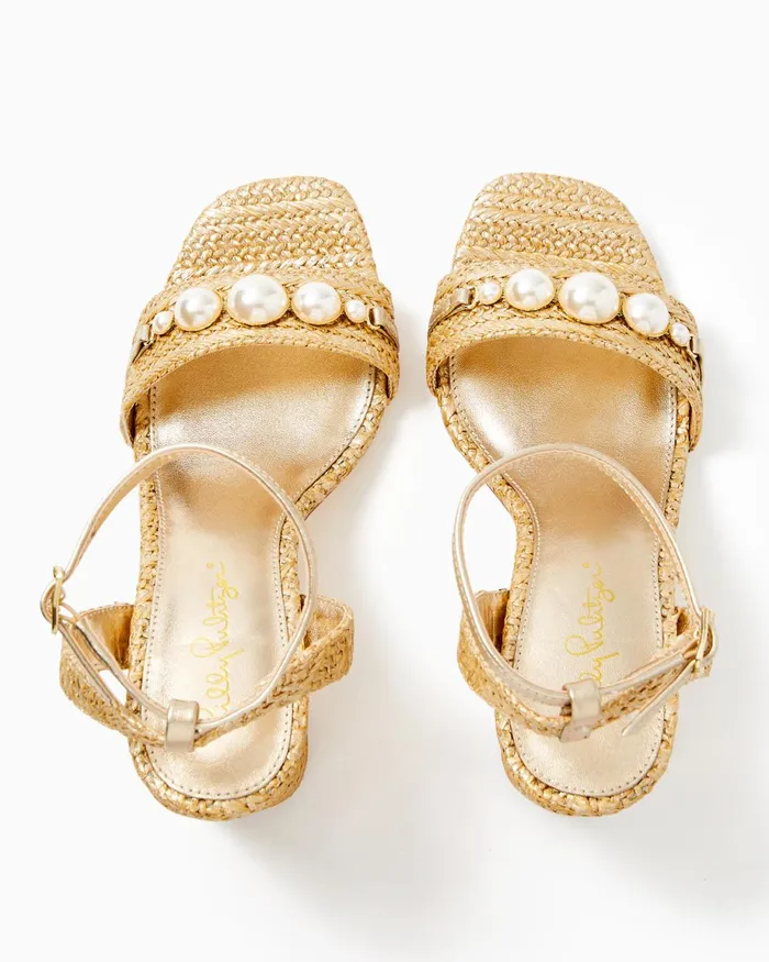 Lilly Pulitzer May Sandal Gold Metallic Women Shoes