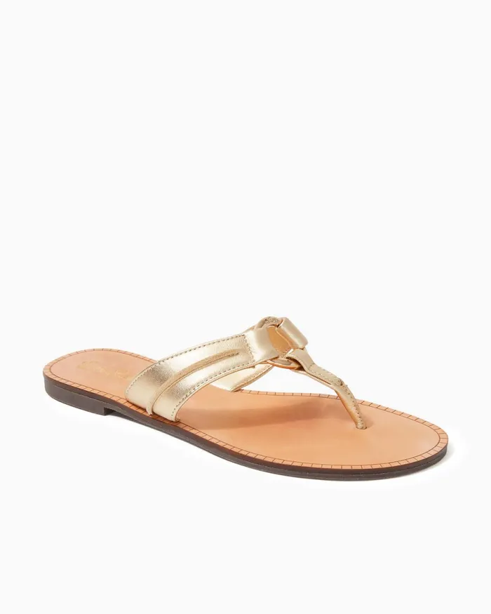 Lilly Pulitzer Mckim Sandal Gold Metallic Women Shoes