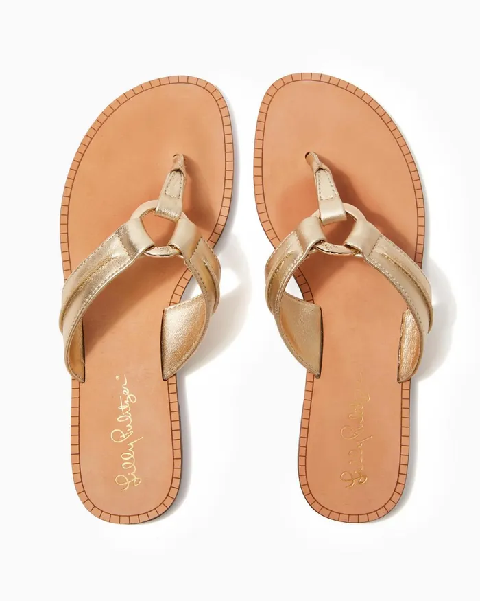 Lilly Pulitzer Mckim Sandal Gold Metallic Women Shoes