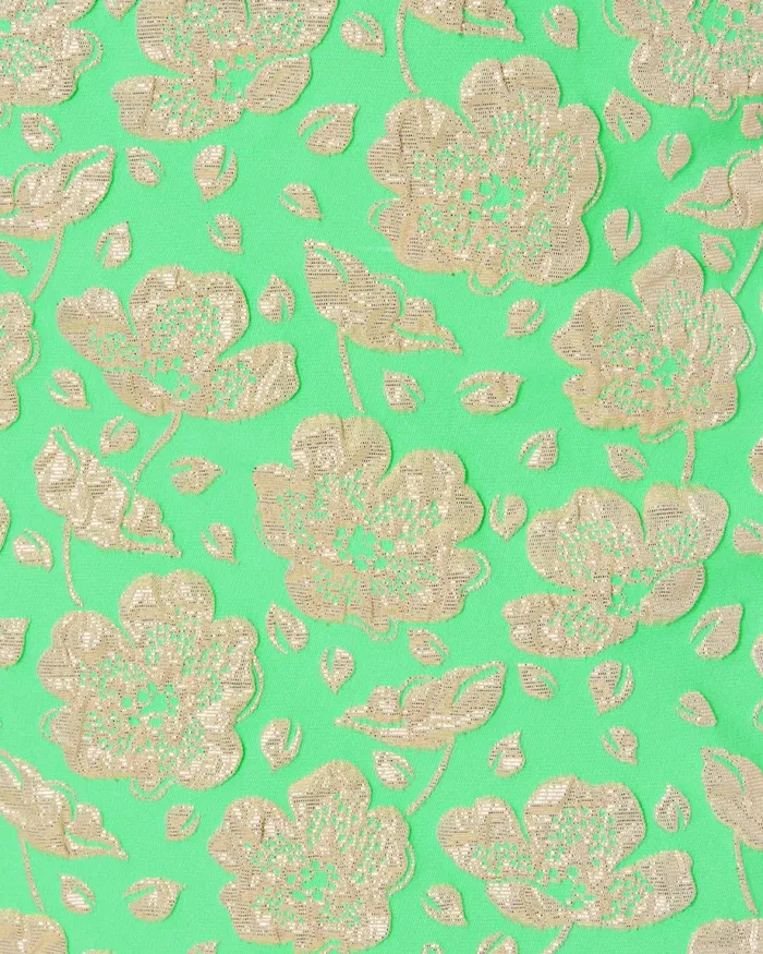 Lilly Pulitzer Melina Jacquard Midi Dress Spearmint Palm Beach Petals Brocade Women Fitted Dresses