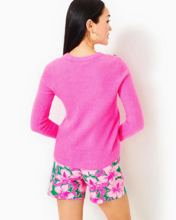 Lilly Pulitzer Morgen Sweater Heathered Cerise Pink Women Tops