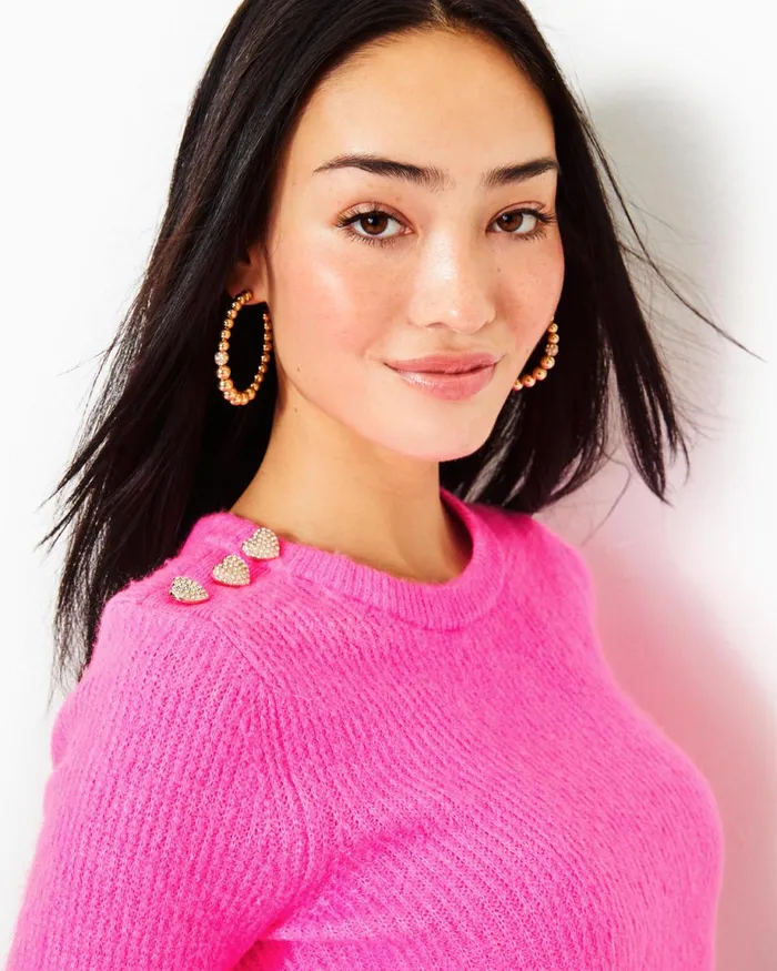 Lilly Pulitzer Morgen Sweater Heathered Cerise Pink Women Tops