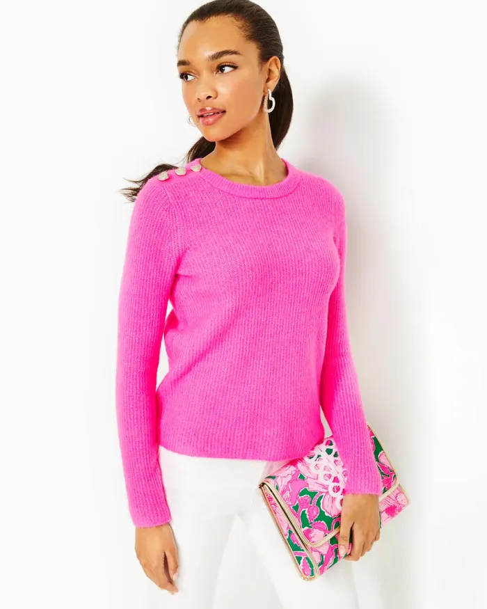 Lilly Pulitzer Morgen Sweater Heathered Cerise Pink Women Tops