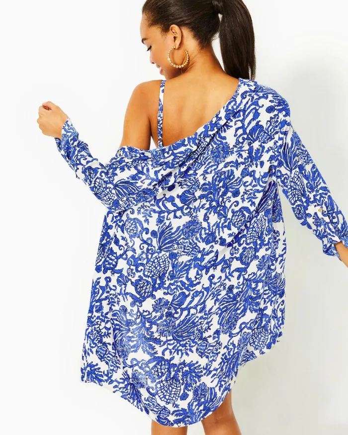 Lilly Pulitzer Natalie Shirtdress CoverUp Deeper Coconut Ride With Me Women CoverUps
