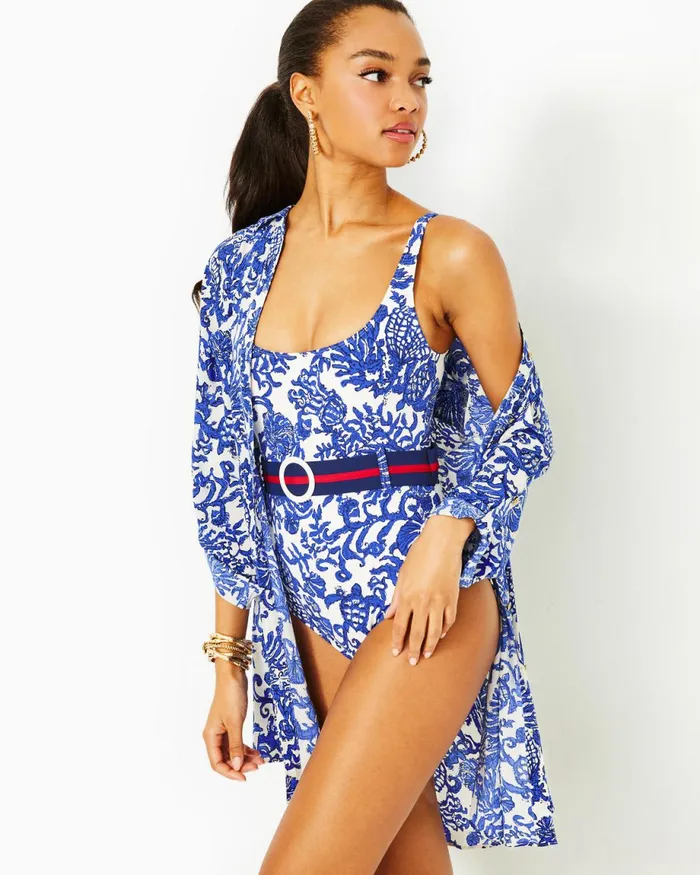Lilly Pulitzer Natalie Shirtdress CoverUp Deeper Coconut Ride With Me Women CoverUps