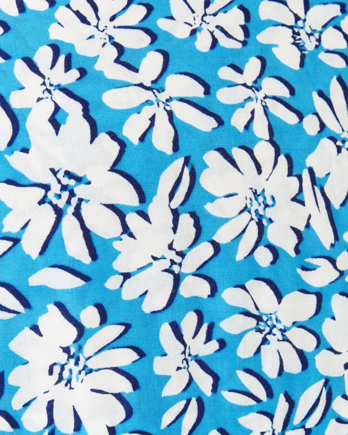 Lilly Pulitzer Natalie Shirtdress CoverUp Lunar Blue Palm Beach Petals Women CoverUps