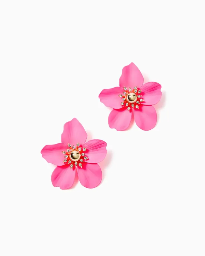 Lilly Pulitzer Oversized Orchid Earrings Roxie Pink Women Jewelry