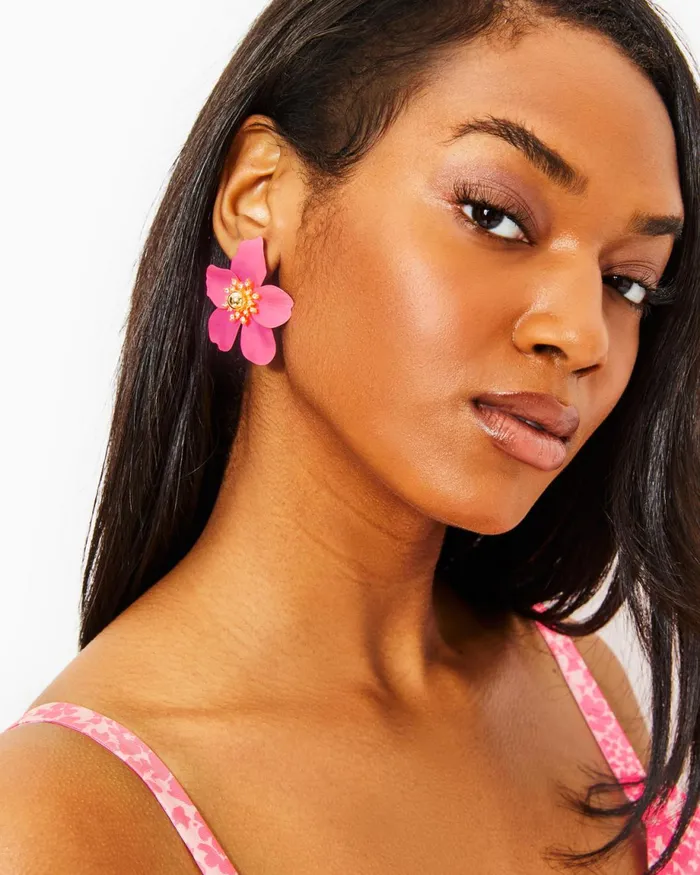 Lilly Pulitzer Oversized Orchid Earrings Roxie Pink Women Jewelry