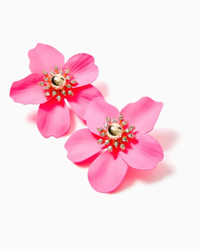 Lilly Pulitzer Oversized Orchid Earrings Roxie Pink Women Jewelry
