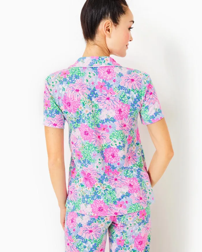 Lilly Pulitzer Pajama ButtonUp Top Multi Lil Soiree All Day Women Loungewear