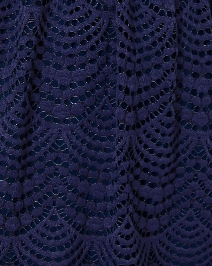 Lilly Pulitzer Parigi Skort Romper True Navy Scalloped Shell Lace Women Rompers and Jumpsuits