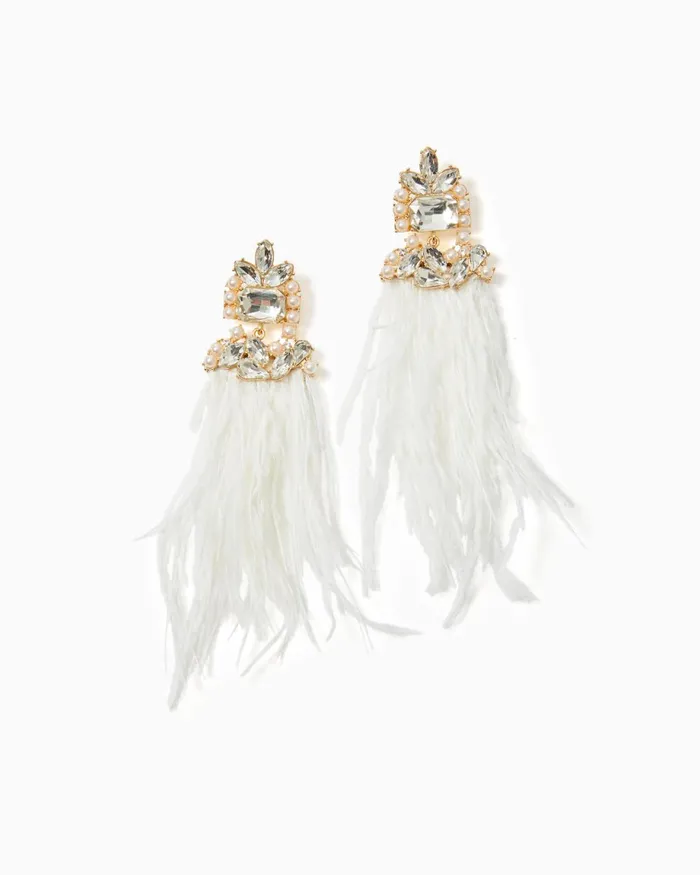 Lilly Pulitzer Party Under The Palms Earrings Resort White Women Jewelry